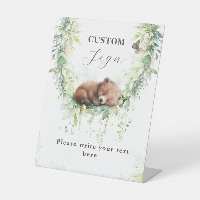 Woodland Baby Boy Shower Custom Sign Sockelschild (Vorderseite)