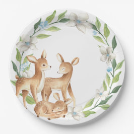 Woodland Baby Deer Baby Shower Paper Plate Pappteller