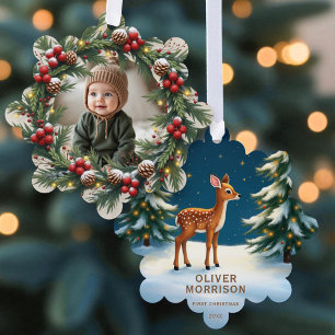 Woodland Baby Deh Erste Weihnachtszeit Personalisi Ornament Karte