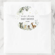 Woodland Baby Dusche Aquarellaufkleber