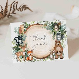 Woodland Baby Dusche Danke Karte