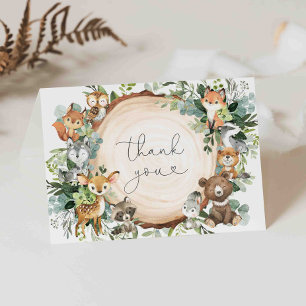 Woodland Baby Dusche Danke Karte