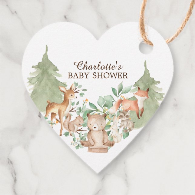 Woodland Baby Dusche Gefallen Tag Geschenkanhänger (Rückseite)
