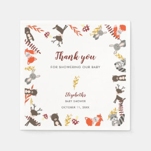 Woodland Baby Dusche Niedlich Forest Danke Fall Serviette
