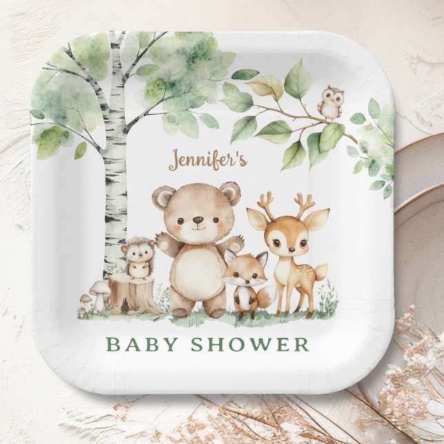 Woodland Baby Dusche Niedliche Waldtiere Pappteller (Von Creator hochgeladen)