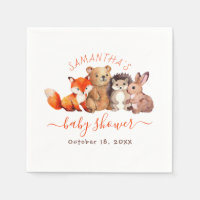 Woodland Baby Dusche Niedlicher Tiere Red Handwrit