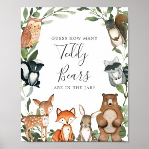 Woodland Baby Dusche schätzt wie viele Teddy Bären Poster