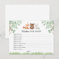 Woodland Baby Dusche Wünsche für Babykarte