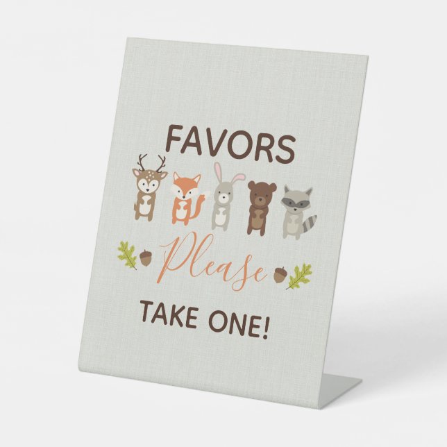 Woodland Baby Duschfavoriten Bitte ein Zeichen neh Sockelschild (Vorderseite)