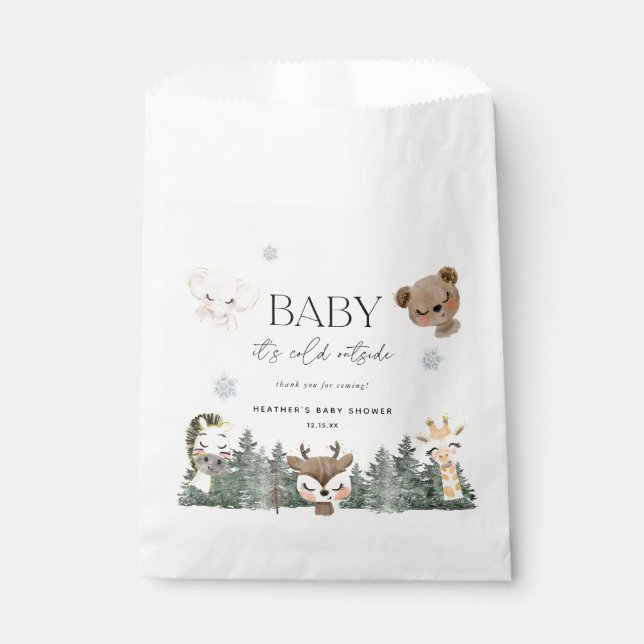 Woodland Baby Es ist kalte Außendusche Geschenktütchen (Vorderseite)