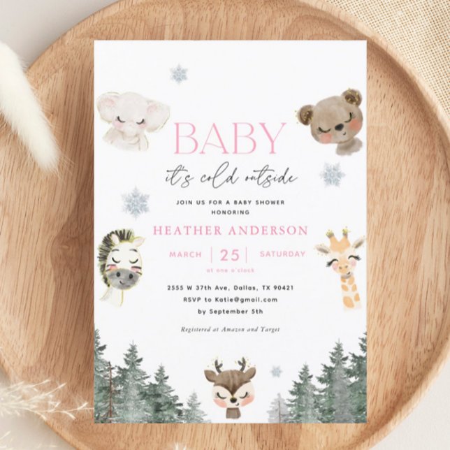 Woodland Baby Es ist kalte Outside Girl Baby Dusch Einladung (Von Creator hochgeladen)