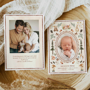 Woodland Baby Foto Geburtsankündigung Ankündigung
