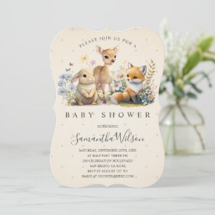 Woodland Baby Fox Deer Bunny Oaster Baby Showdusch Einladung