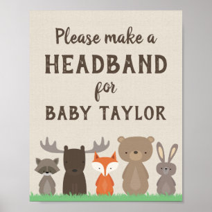 Woodland Baby Shooter Headband Station Schild Post