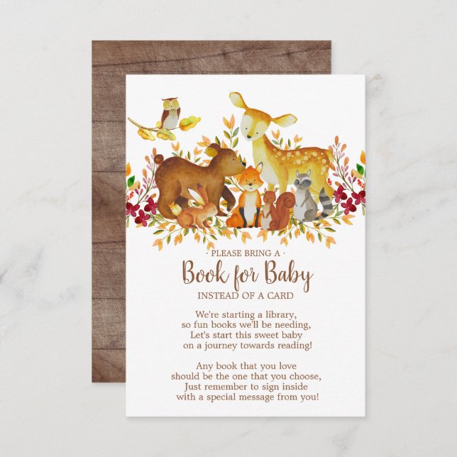 Woodland Baby Showbook for Baby Card Einladung (Vorne/Hinten)