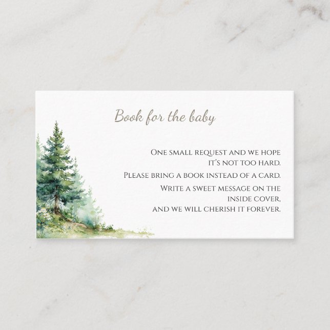 Woodland Baby Shower • Books for Baby Card Visitenkarte (Vorderseite)