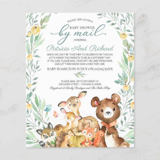 Woodland Baby Shower by Mail Einladung (Vorderseite)