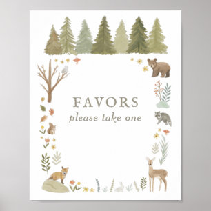Woodland Baby Shower Favors Sign Poster