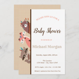 Woodland Baby Shower Forest Animes Einladung