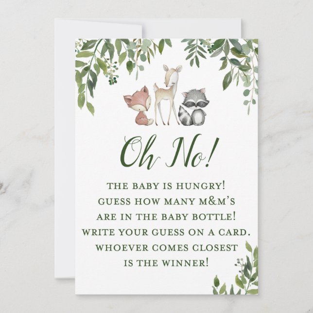 Woodland Baby Shower Game - Schätzung wie viele Einladung (Vorderseite)