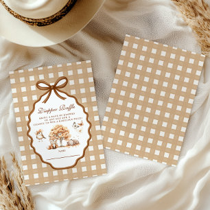Woodland Baby Shower Gingham Diapper Raffle Begleitkarte