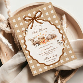 Woodland Baby Shower Gingham Fall Einladung