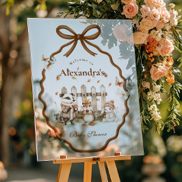 Woodland Baby Shower Gingham Neutral Acrylschild