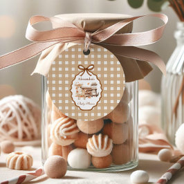 Woodland Baby Shower Gingham Neutral Geschenkanhänger