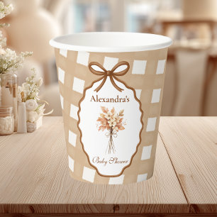 Woodland Baby Shower Gingham Neutral Pappbecher