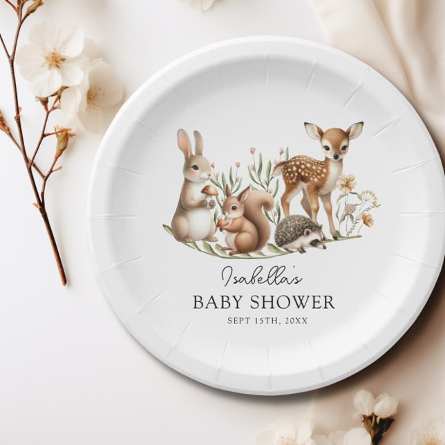 Woodland Baby Shower Grünwald Tier Pappteller (Woodland Baby Shower Greenery Forest Animal Paper Plates)