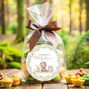 Woodland Baby Shower Grünwald Tier Runder Aufkleber