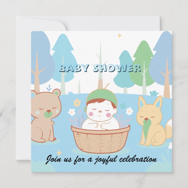 Woodland Baby Shower Invitation  Einladung (Vorderseite)