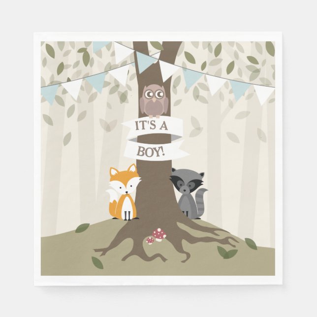 Woodland Baby Shower - Junge Serviette (Vorderseite)