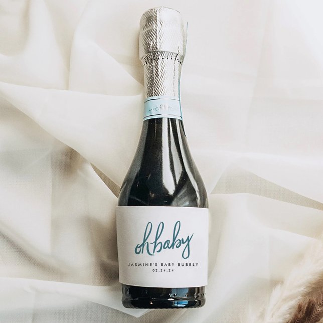 Woodland Baby Shower Mini Sparkling Weinetikett (Von Creator hochgeladen)