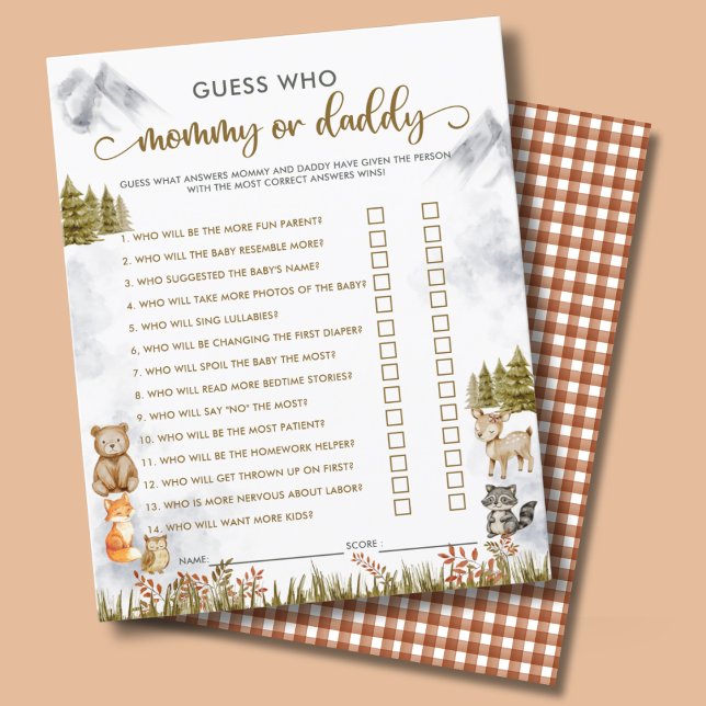 Woodland Baby Shower Mommy or Daddy Party Games  (Von Creator hochgeladen)