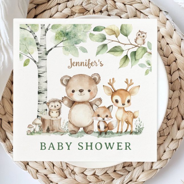 Woodland Baby Shower Niedlich Forest Animes Paper Serviette (Von Creator hochgeladen)