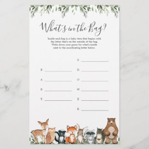 Woodland Baby Shower rät, was im Bag Game ist