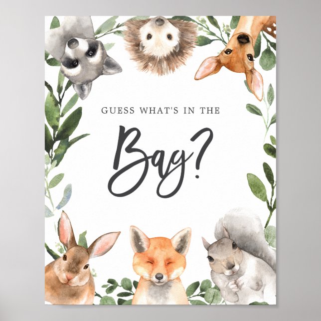 Woodland Baby Shower rät, was im Bag Game ist Poster (Vorne)