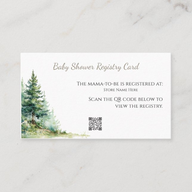 Woodland Baby Shower • Registry Card Visitenkarte (Vorderseite)