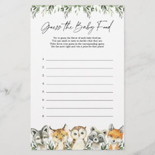 Woodland Baby Shower schätzt das Baby Food Game