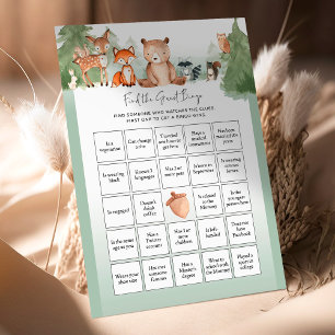 Woodland-Baby-Shower-Spiel Finde den Gast Bingo