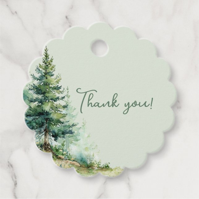 Woodland Baby Shower Thank You Geschenkanhänger (Vorderseite)