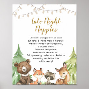 Woodland Baby Shower Wild Late Night Napps Poster