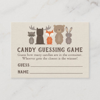 Woodland Baby Showküche Guessing Game Cards Visitenkarte