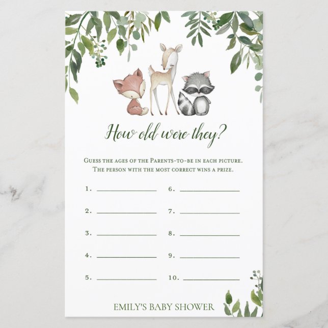 Woodland Baby Showspiel - Wie alt waren sie? (Vorderseite)