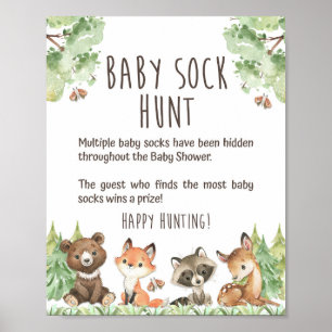 Woodland Baby Sock Hunt Duschgel Spielzeichen Poster