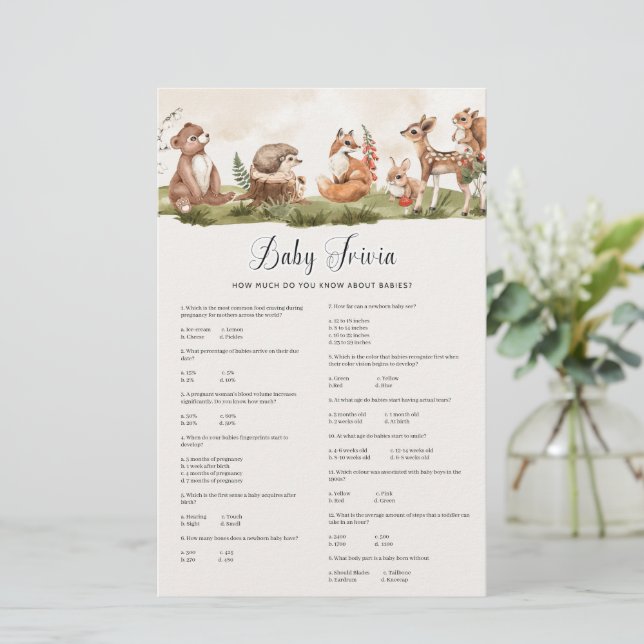 Woodland Baby Trivia Baby Showspiel (Stehend Vorderseite)