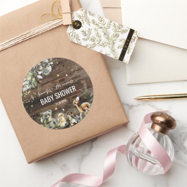Woodland Babyaufkleber Runder Aufkleber (Schenken)