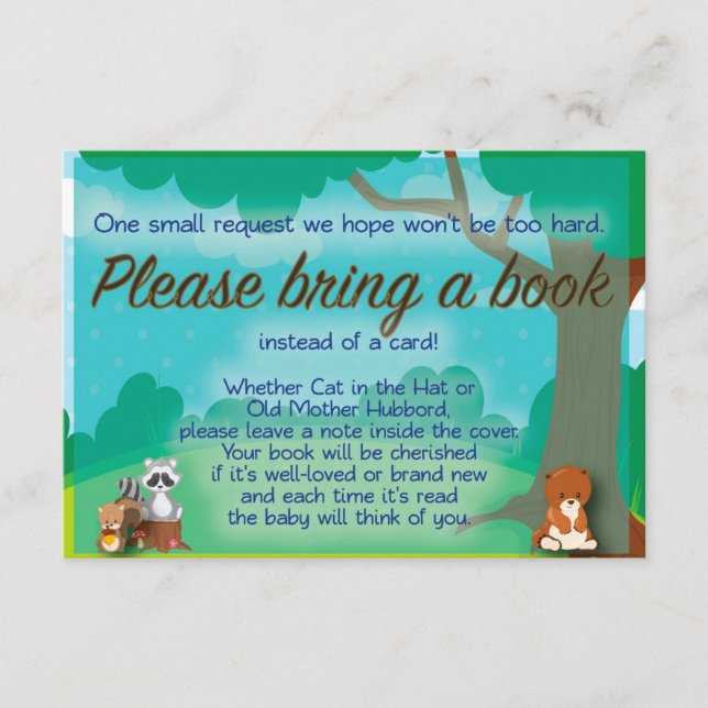 Woodland Babydusche Buchanfrage & Wünsche Beilage Begleitkarte (Vorderseite)