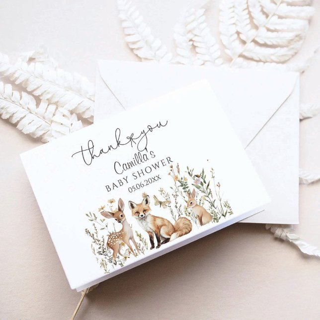 Woodland Babydusche Dankeskarte (Von Creator hochgeladen)